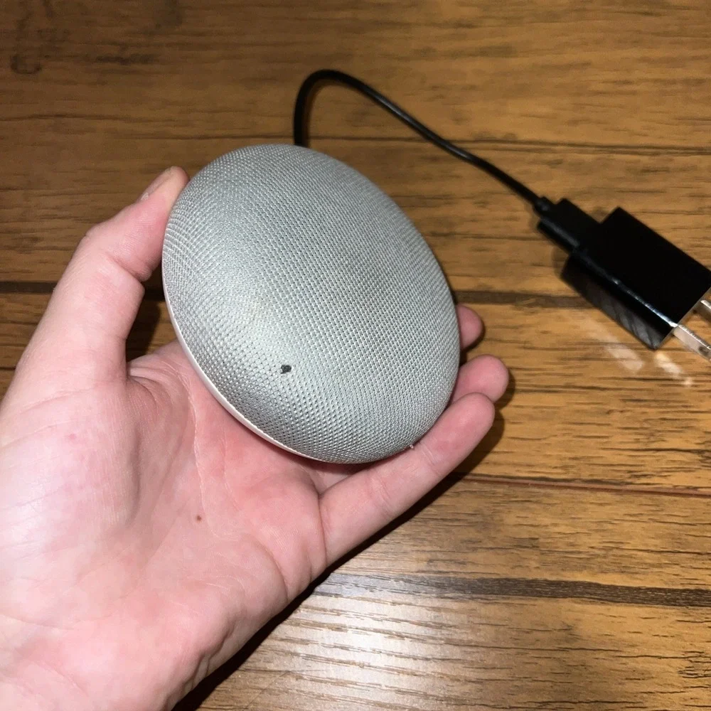 Google Home Mini Smart Speaker Model H0A 1st Gen w/ Short Power Adapter - Gray